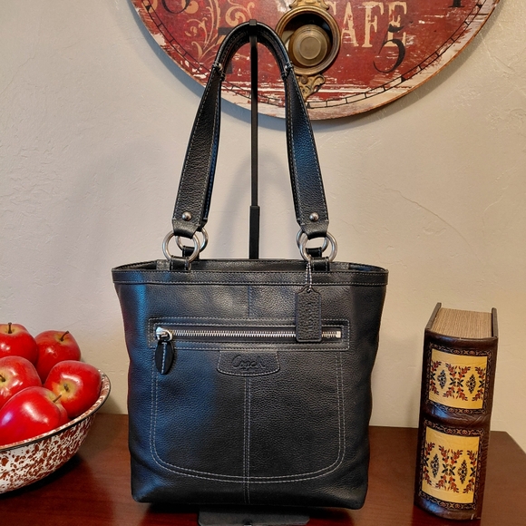 Coach Penelope Black Pebbled Leather Tote